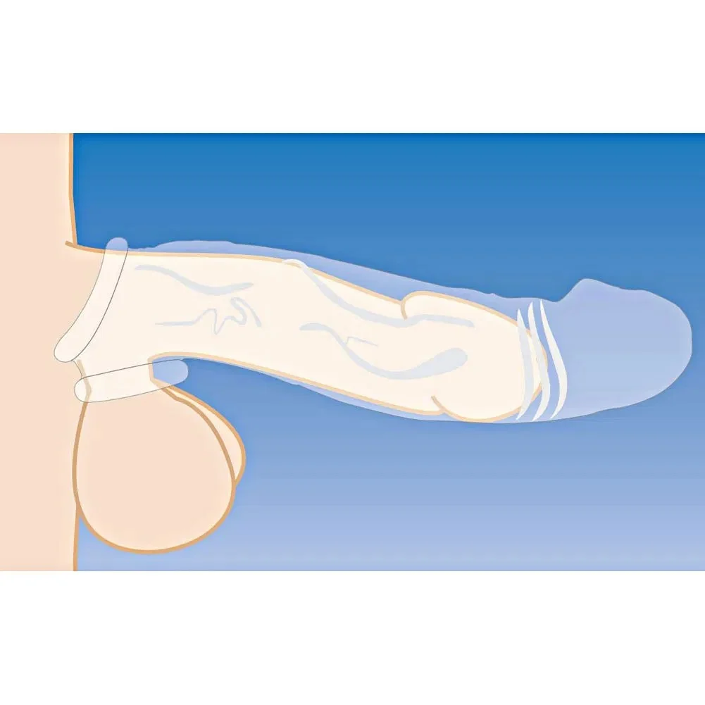 1.5" Extra Length Size Matters Realistic Penis Enhancer and Ball Stretcher, 8", Vanilla