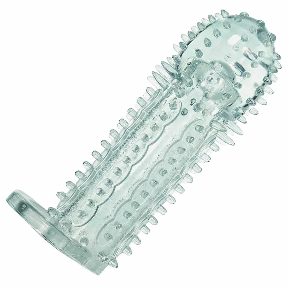1" Extra Length OptiMALE Nubby Penis Extension with Ball Strap, 5.75", Clear