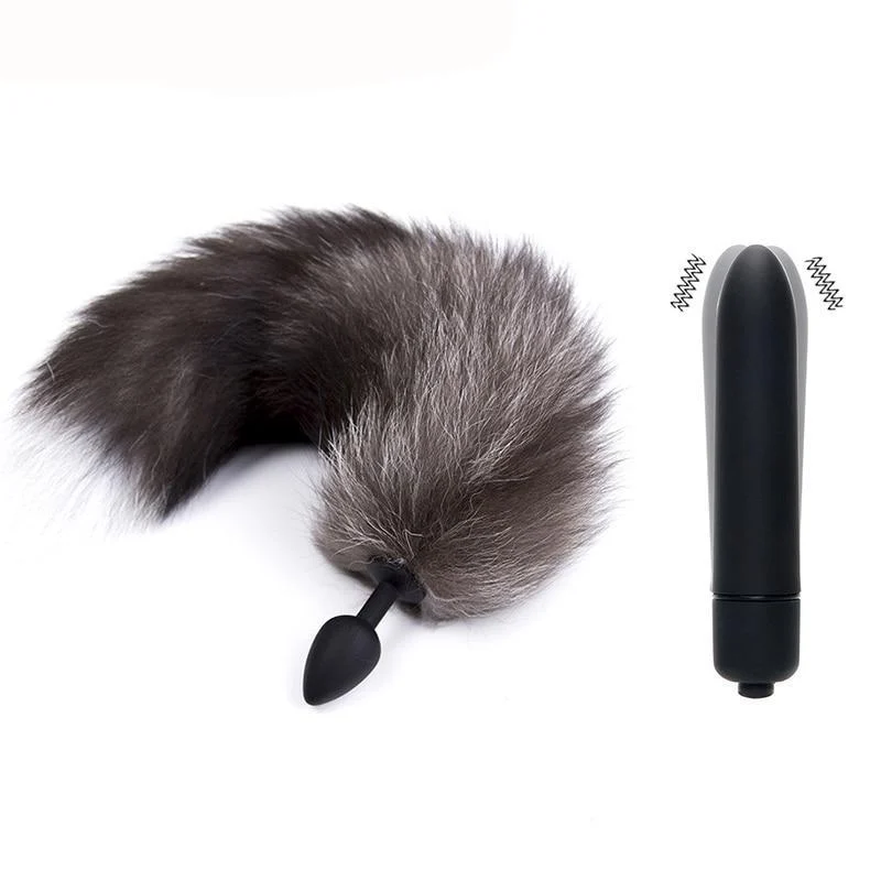 10 Speed Vibrator and Fox Tail Anal Plug