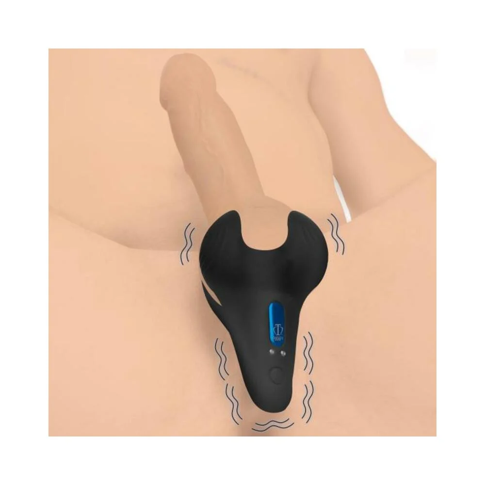 10x Vibrating Silicone Cock Ring With Taint Stim And Remote
