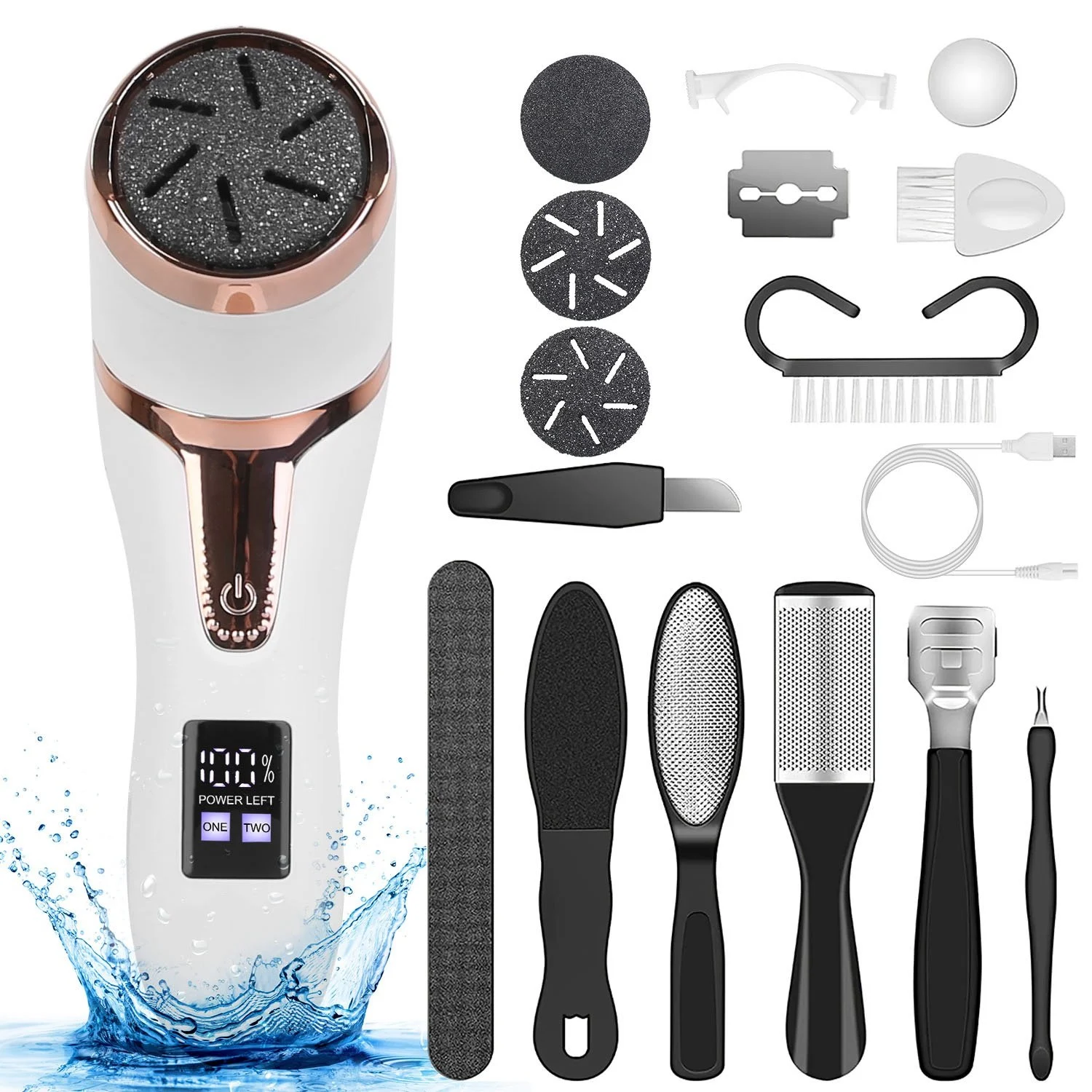 17Pcs Electric Foot Callus Remover With Vacuum Foot Grinder Rechargeable Foot File Dead Skin Pedicure Machine With 3 Grinding Heads 2 Speeds Foot