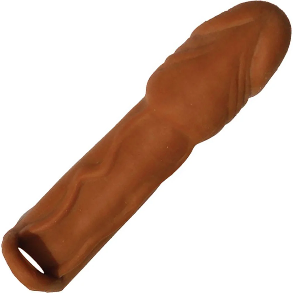 2.5" Extra Length Skinsations Husky Lover Extension with Scrotum Strap, 7", Caramel