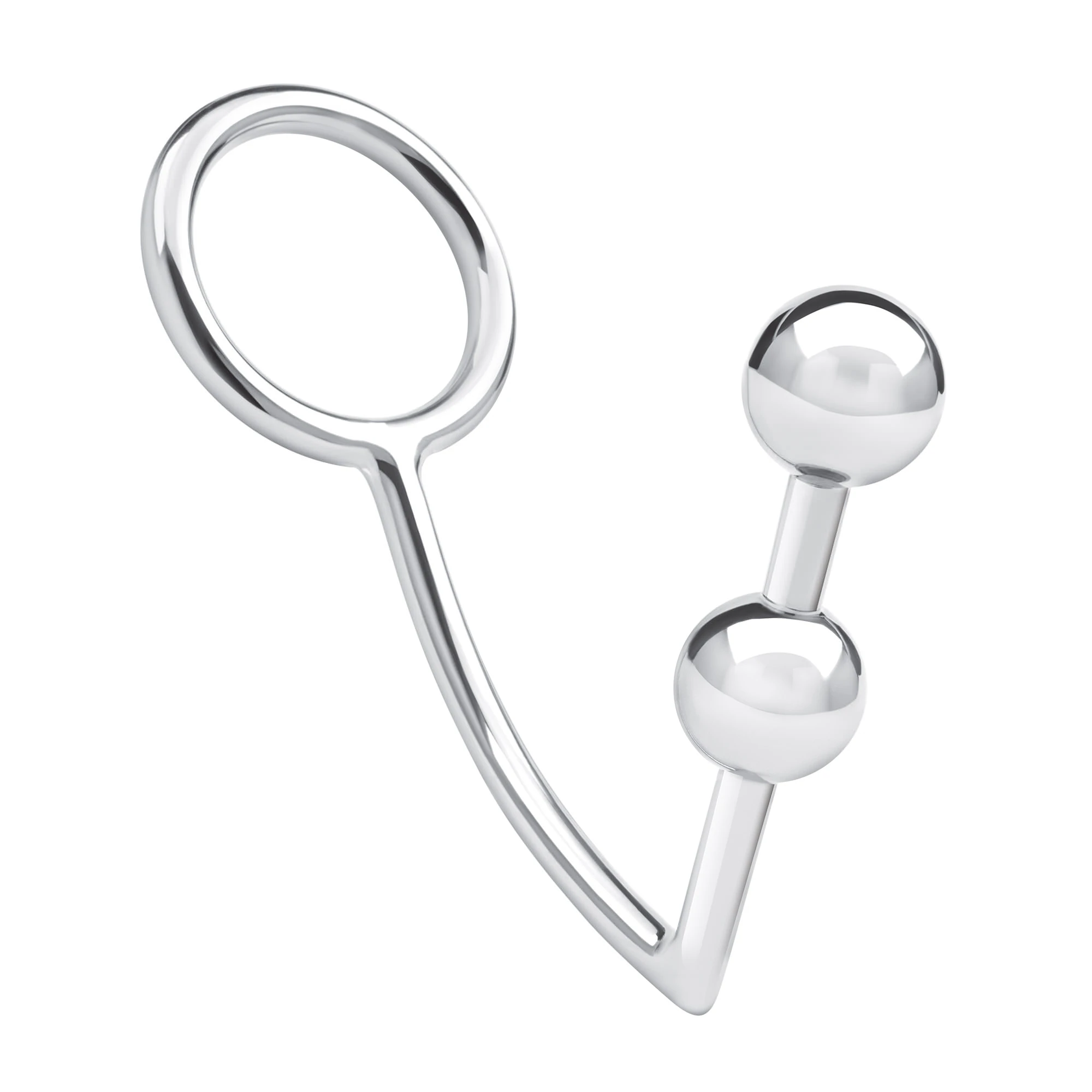 2 bead stainless steel anal hook & 1.75 inch cock ring