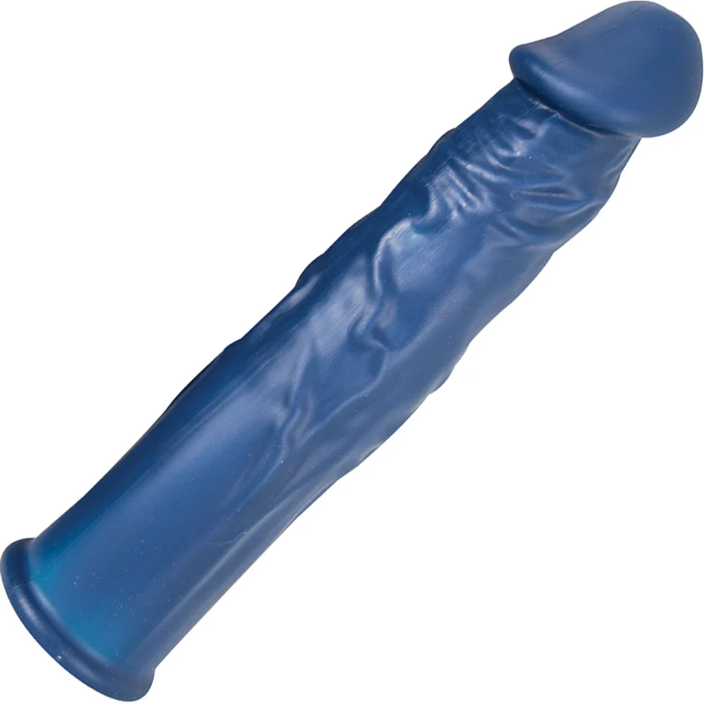 2" Extra Length Great Extender Realistic Silicone Penis Sleeve, 7.5", Blue