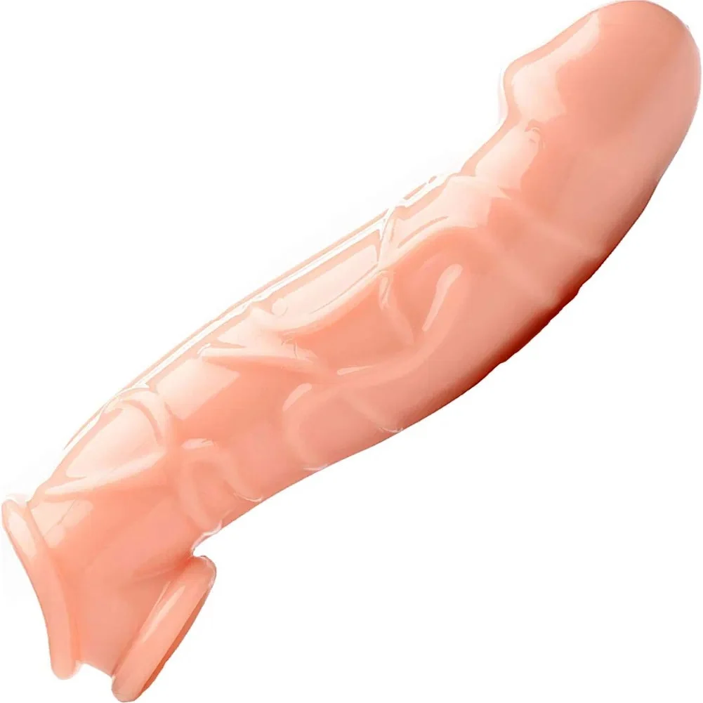 2" Extra Length Size Matters Penis Extension with Ball Stretcher, 9", Vanilla