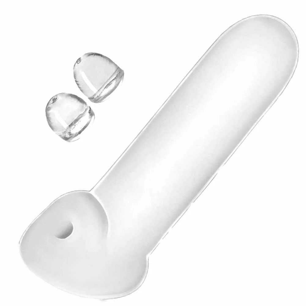3" Extra Length Adam & Eve Mr. Thick Penis Sheath, 8.5", Frost