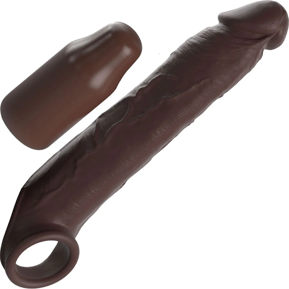 3" Extra Length Fantasy X-tensions Elite Penis Extension with Strap, 9.5", Mocha