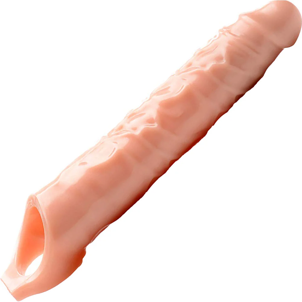 3" Extra Length Size Matters Penis Extension with Ball Stretcher, 10.75", Vanilla