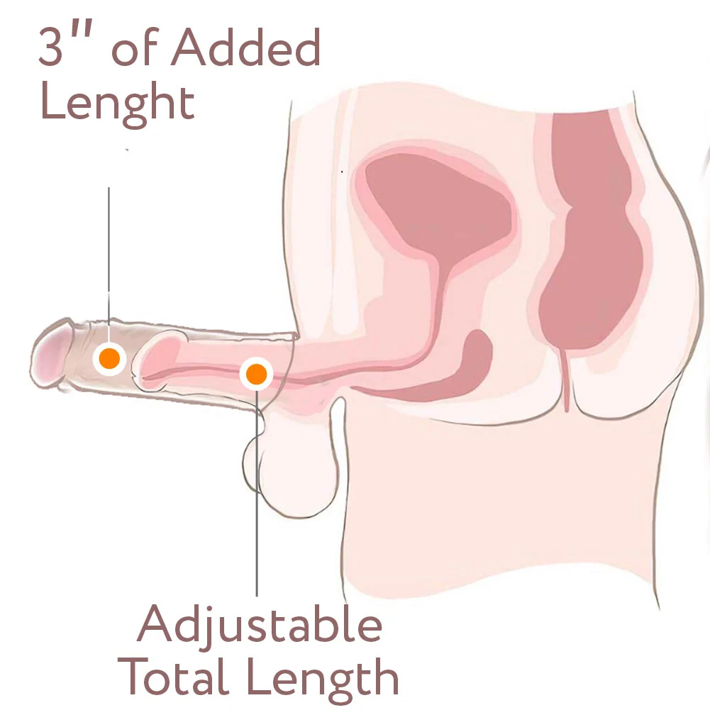 3" Extra Length Toppers Waterproof Penis Extension, 8", Vanilla