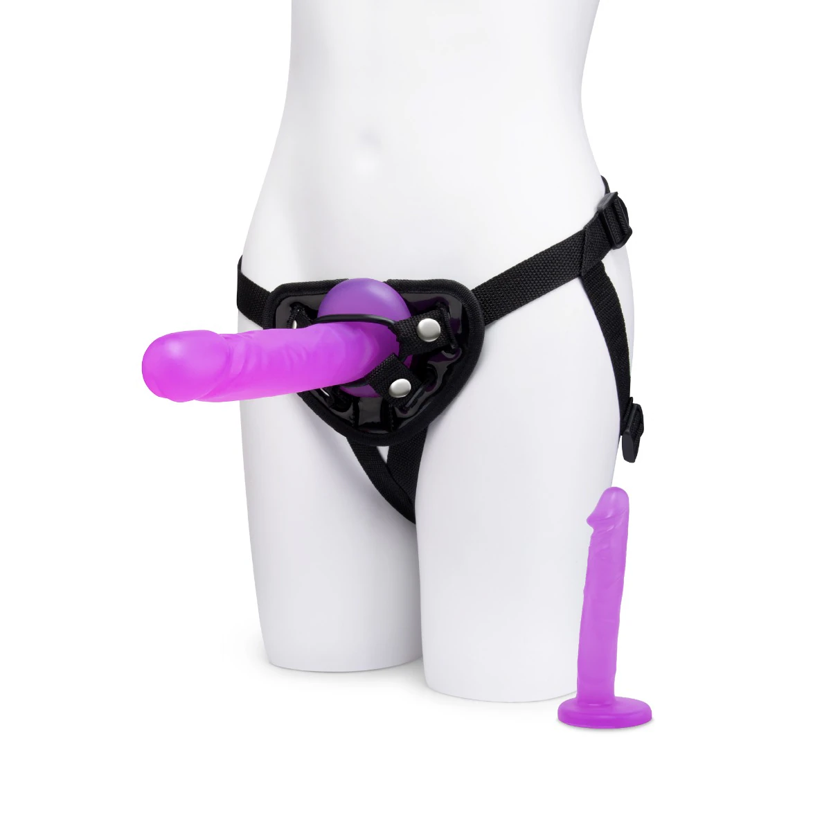 3 piece pvc strap-on dildo harness set