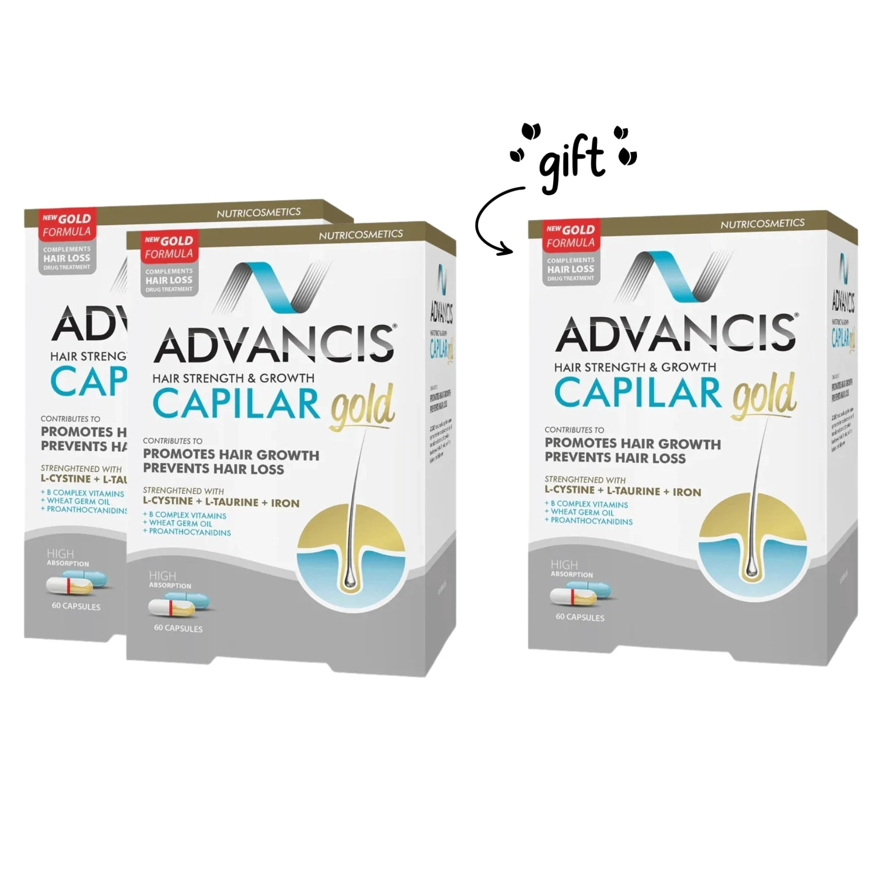 3 x Capilar Gold, 60 Caps