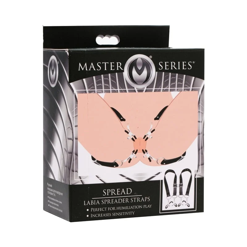 XR LLC Master Series Spread Labia Spreader Straps with Clamps – Adjustable Thigh and Labia Spreader for Sensory Play