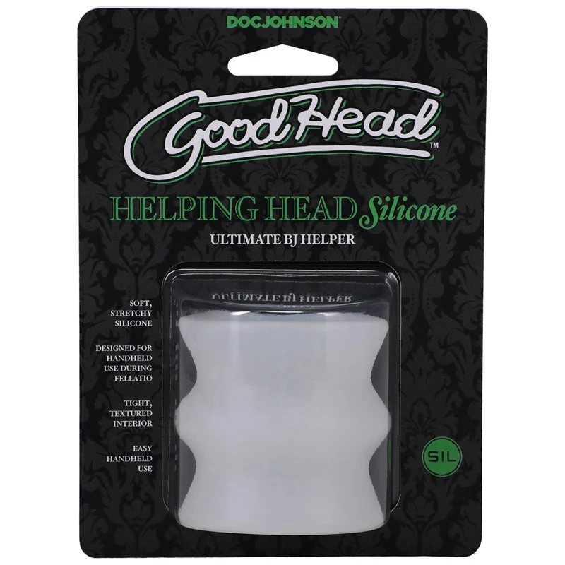 Doc Johnson GoodHead Helping Head Silicone Ultimate BJ Helper Frost – Handheld Mini Stroker for Enhanced Fellatio Experience