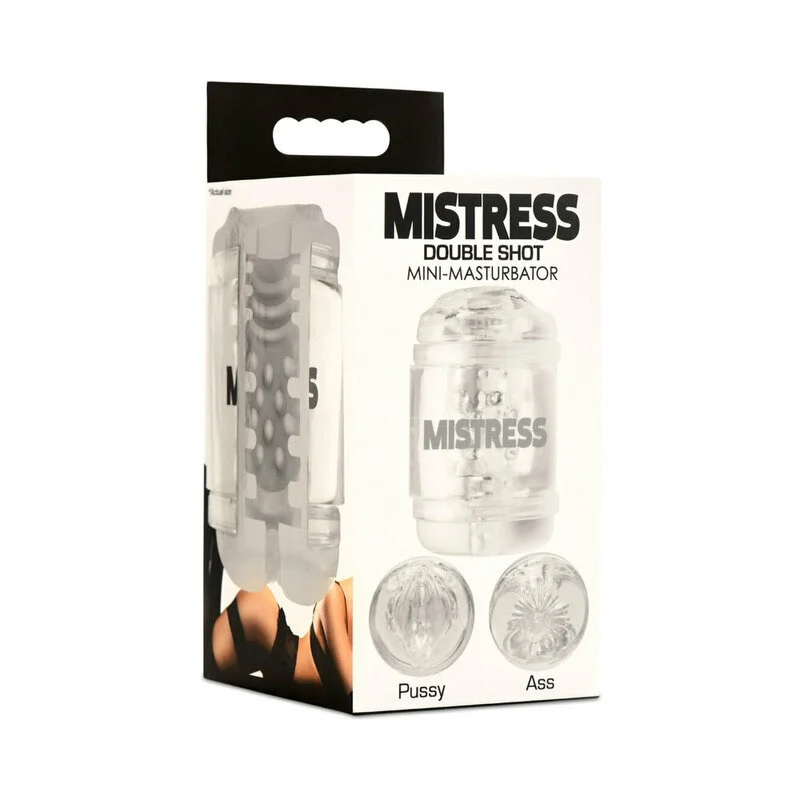 XR LLC DBA Curve Mistress Double Shot Mini Masturbator – Clear, Dual Entry Design