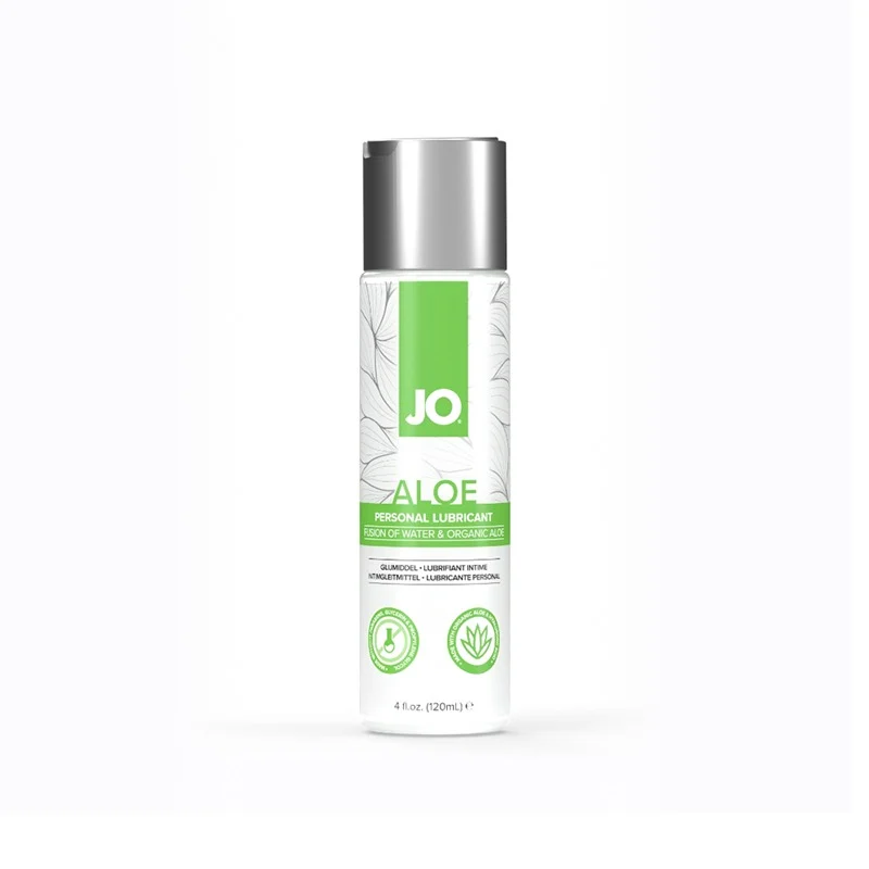 System Jo JO Aloe Water-Based Lubricant 4 oz. – Soothing, pH-Balanced Formula with Organic Aloe and Hyaluronic Acid