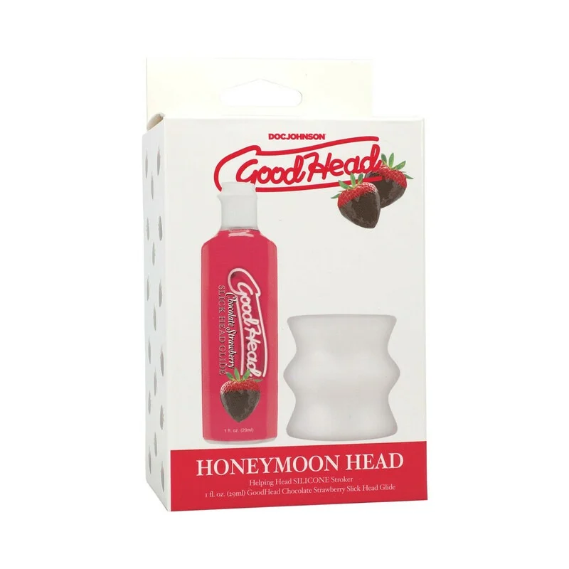 Doc Johnson GoodHead Honeymoon Head Kit with Helping Head Stroker and Strawberry Chocolate Slick Head Glide