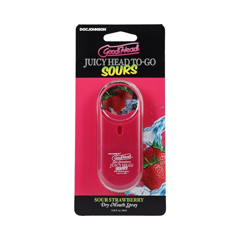 Doc Johnson GoodHead Juicy Head Dry Mouth Spray To-Go Sour Strawberry 0.3 oz.