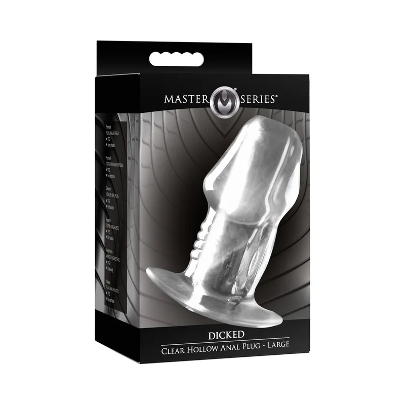 XR LLC Master Series Dicked Clear Hollow Anal Plug Large