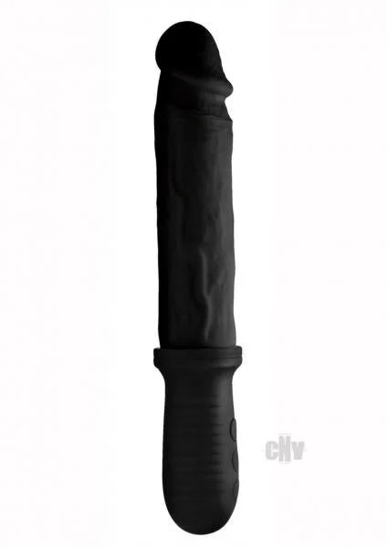 8x Auto Pounder Vibrating and Thrusting Dildo With Handle - Black