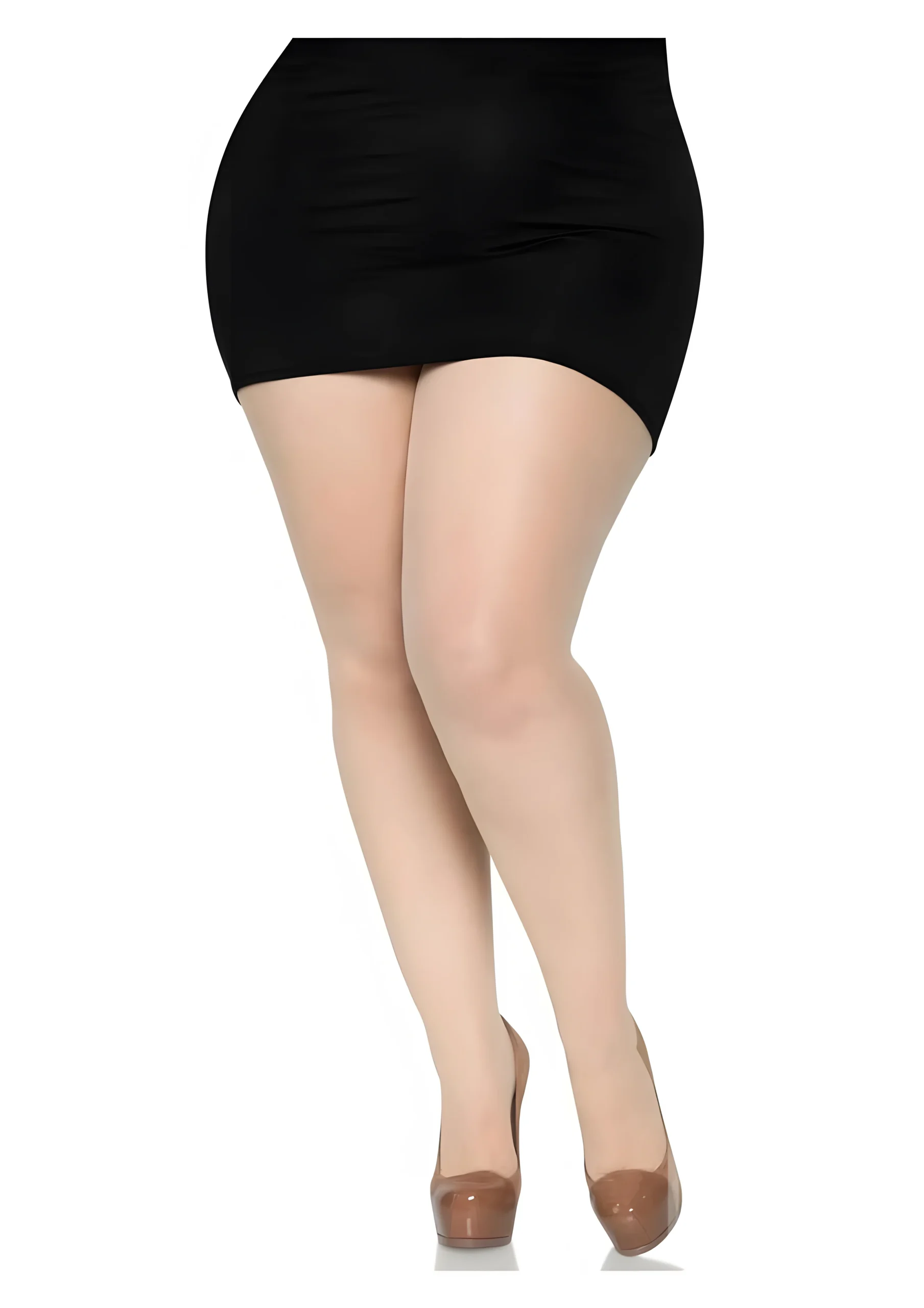Cadi Plus Sheer Backseam Pantyhose Nude 1X2X