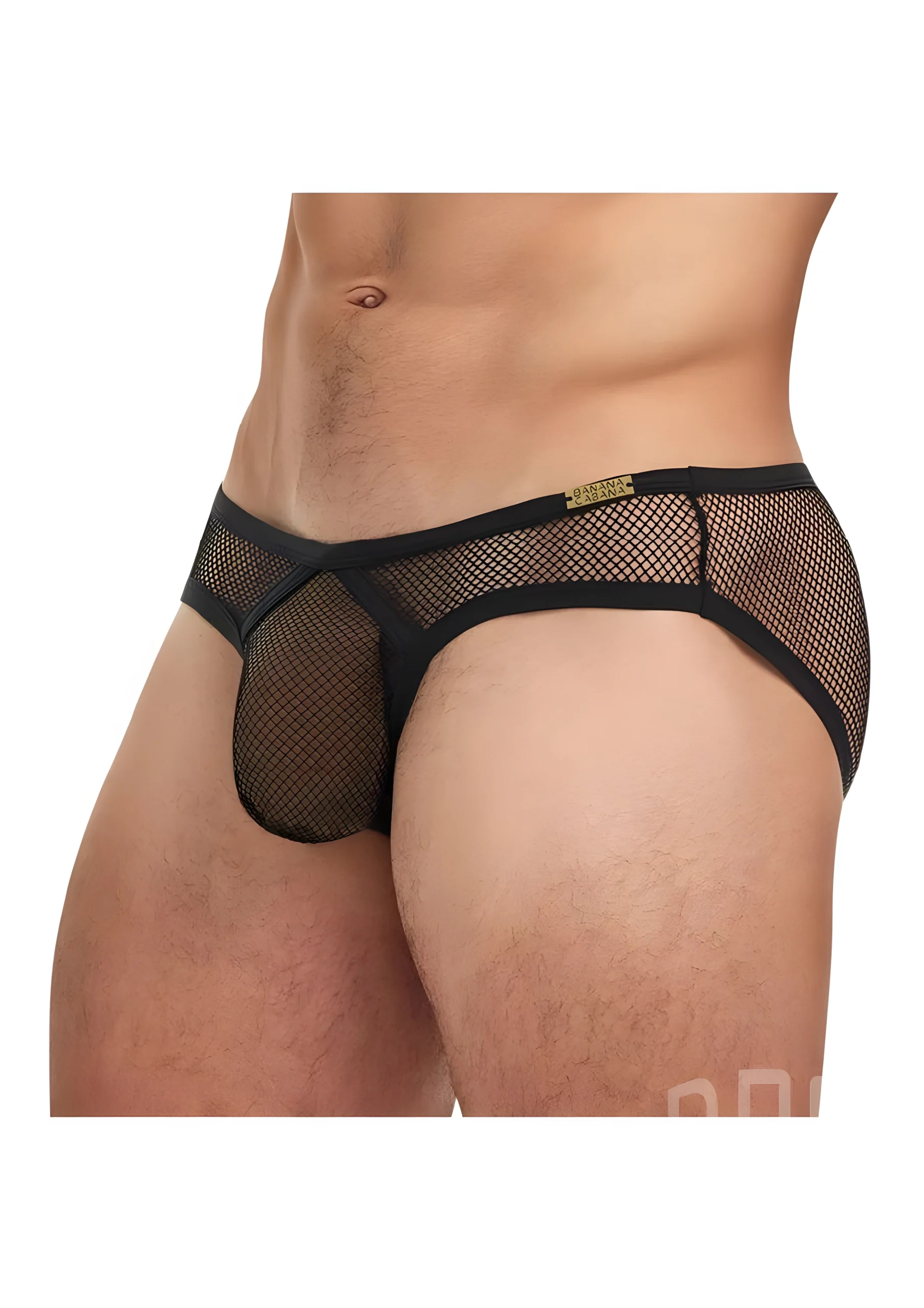 Banana Cabana Fishnet Brazilian Brief Black Small Medium