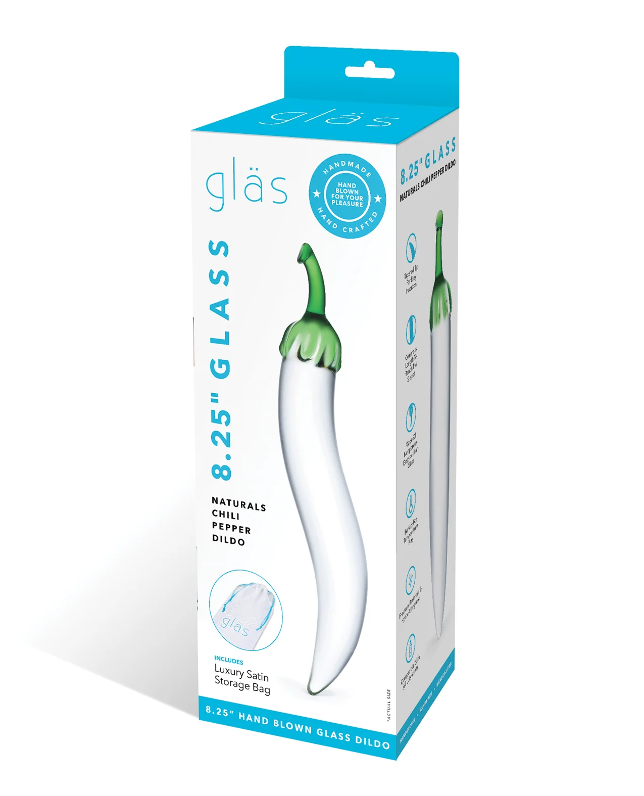 Glas Glass Naturals Chili Pepper Dildo – Handblown Artisanal Glass Erotic Toy for Beginners and Sensory Play