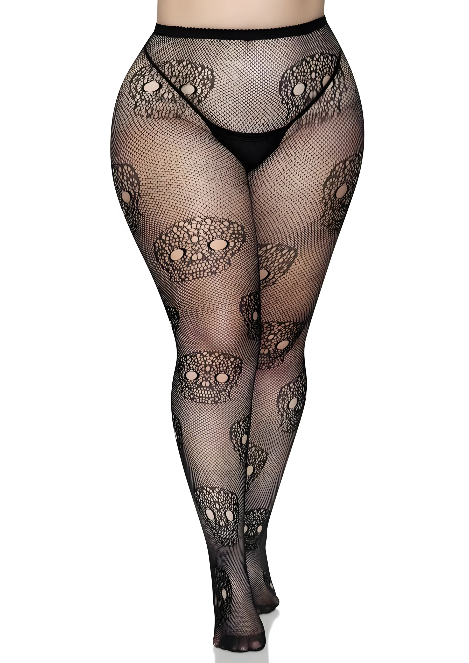 Calavera Plus Lace Skull Tights 1X 2X