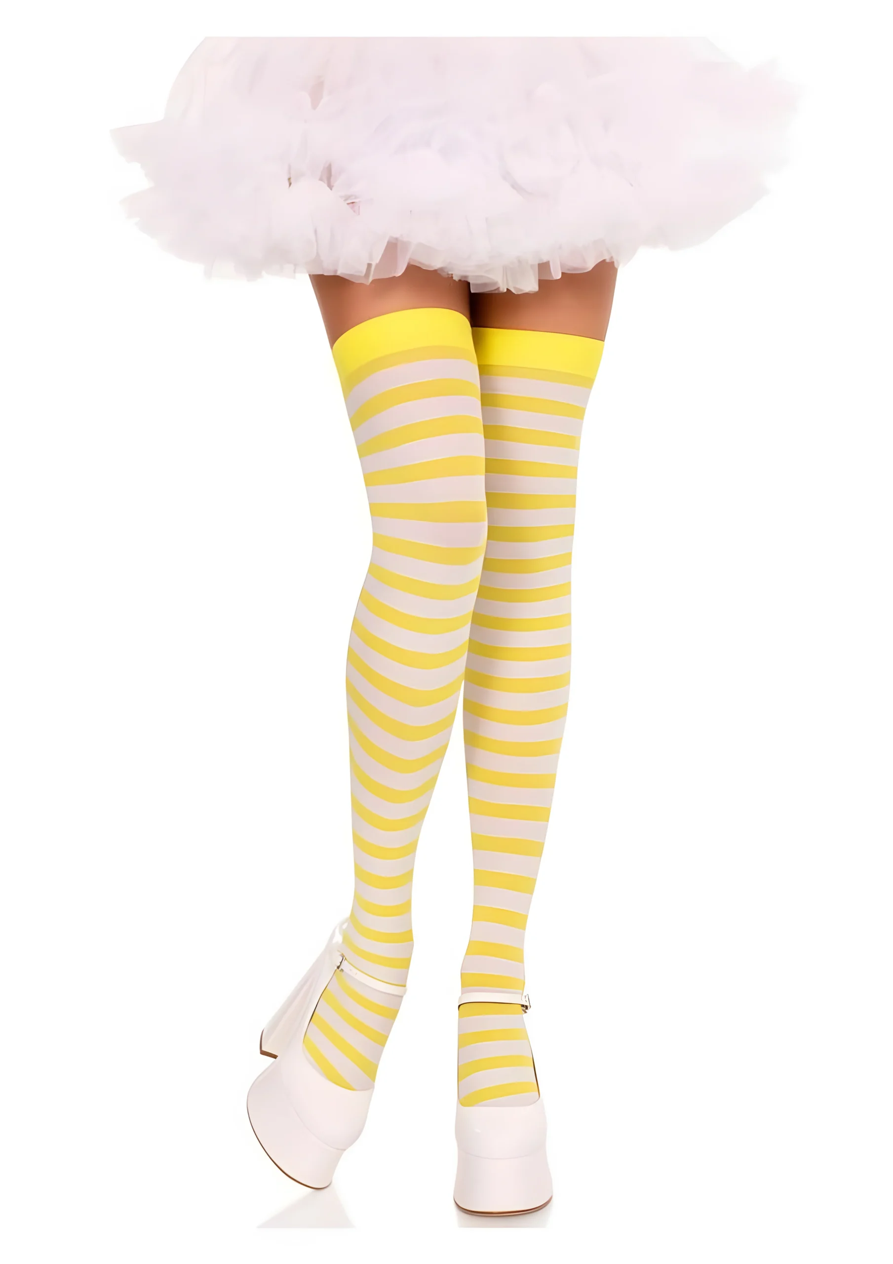 Cari Striped Stockings White Yellow