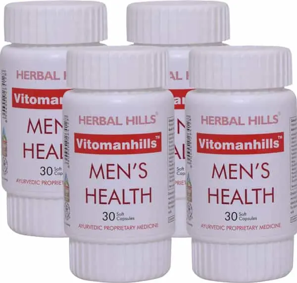 Worldwide Shipping Order Herbal Hills Vitomanhills 30 Capsules (Pack Of 4)Men'S Health Capsule Ghee Based Soft Capsules Online