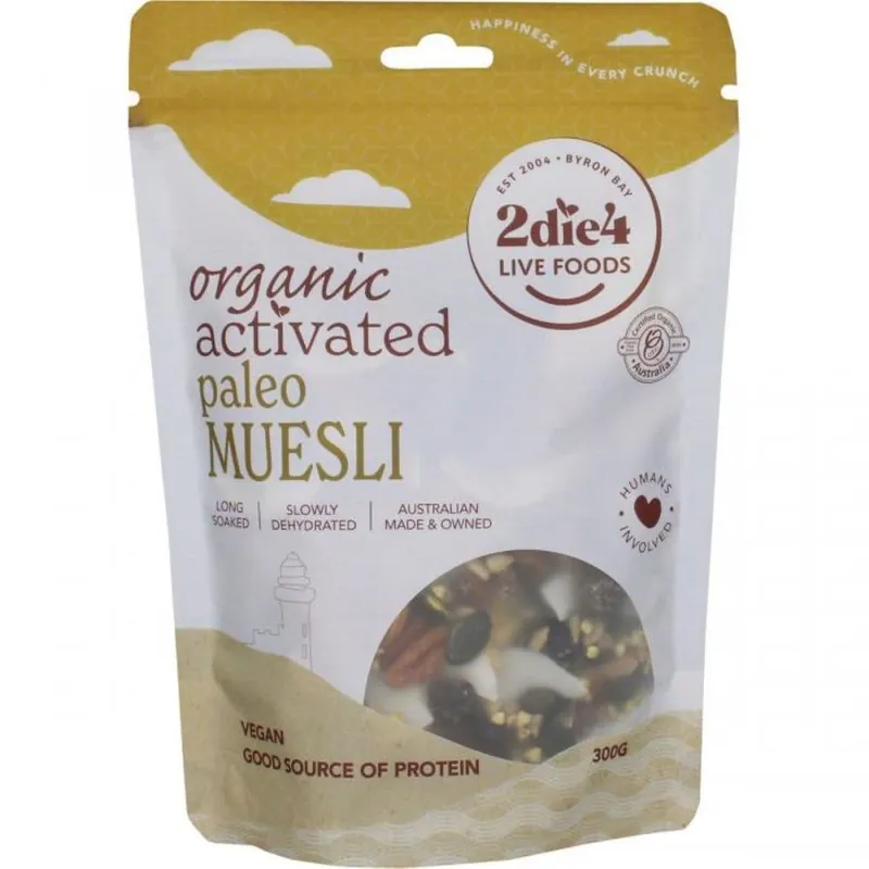 Worldwide Shipping 2Die4 Live Foods Organic Activated Paleo Muesli 300g
