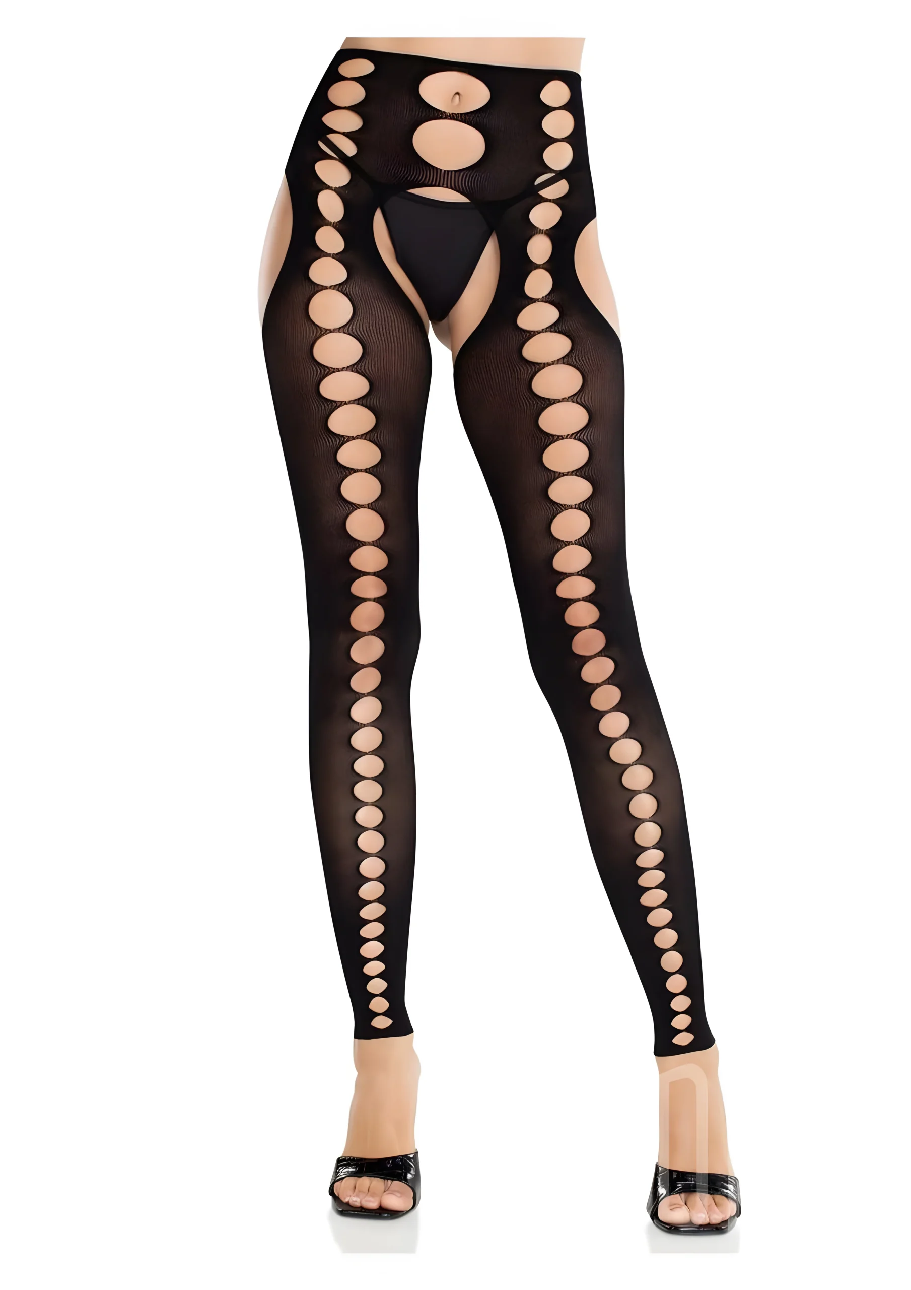 Bex Cut Out Suspender Tights Black