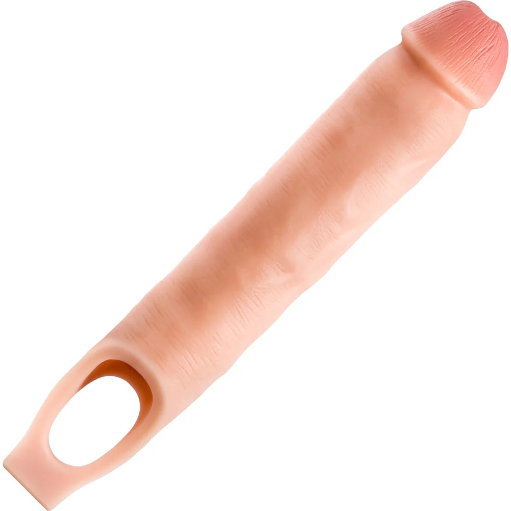 2.5" Extra Length Performance Penis Extension with Ball Strap, 11.5", Vanilla