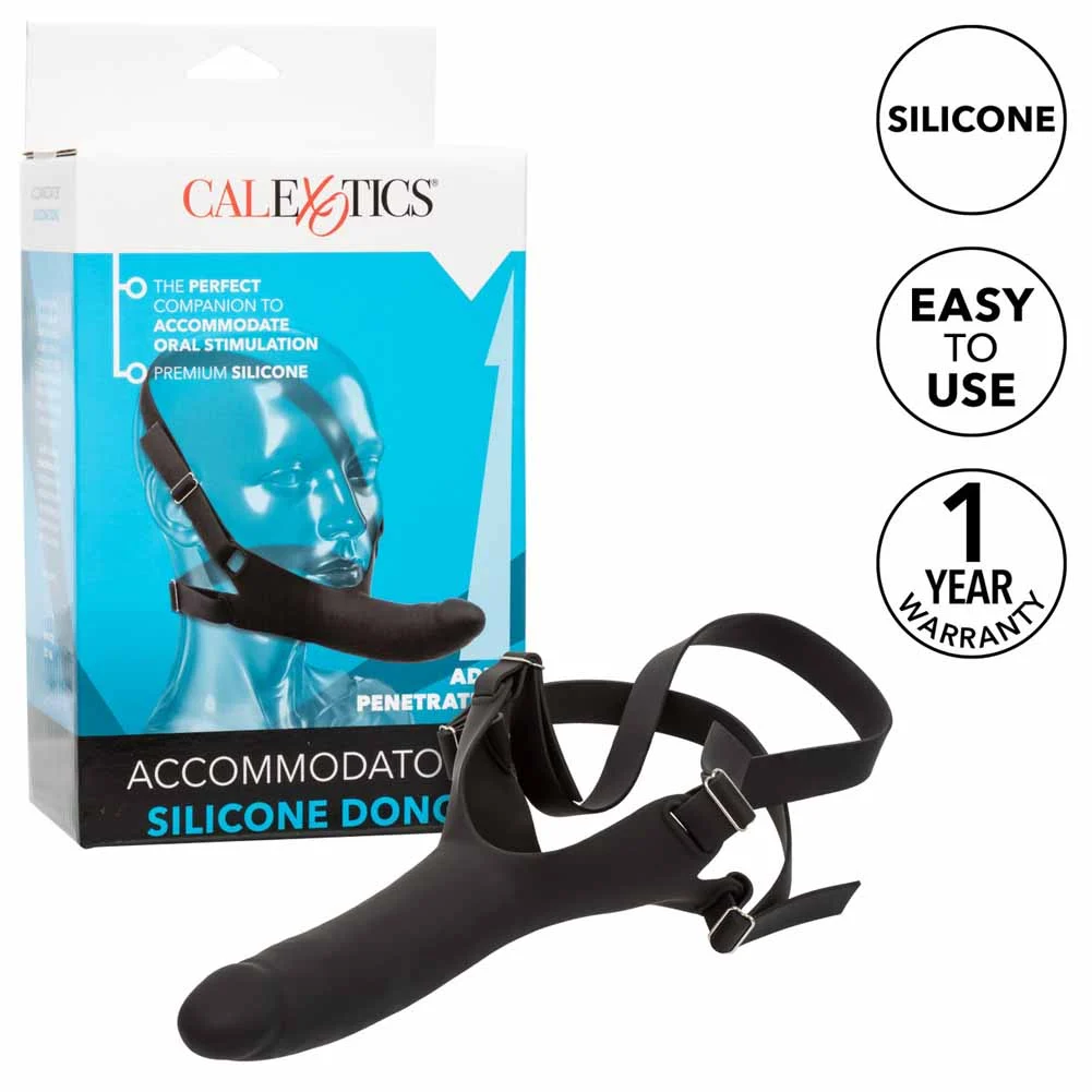 CalExotics Accommodator Silicone Over the Face Strapon Dong, 5.5", Black