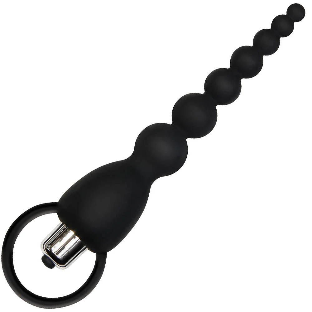 Adam and Eve Booty Bliss Silicone Vibrating Beaded Probe, 7.75", Black