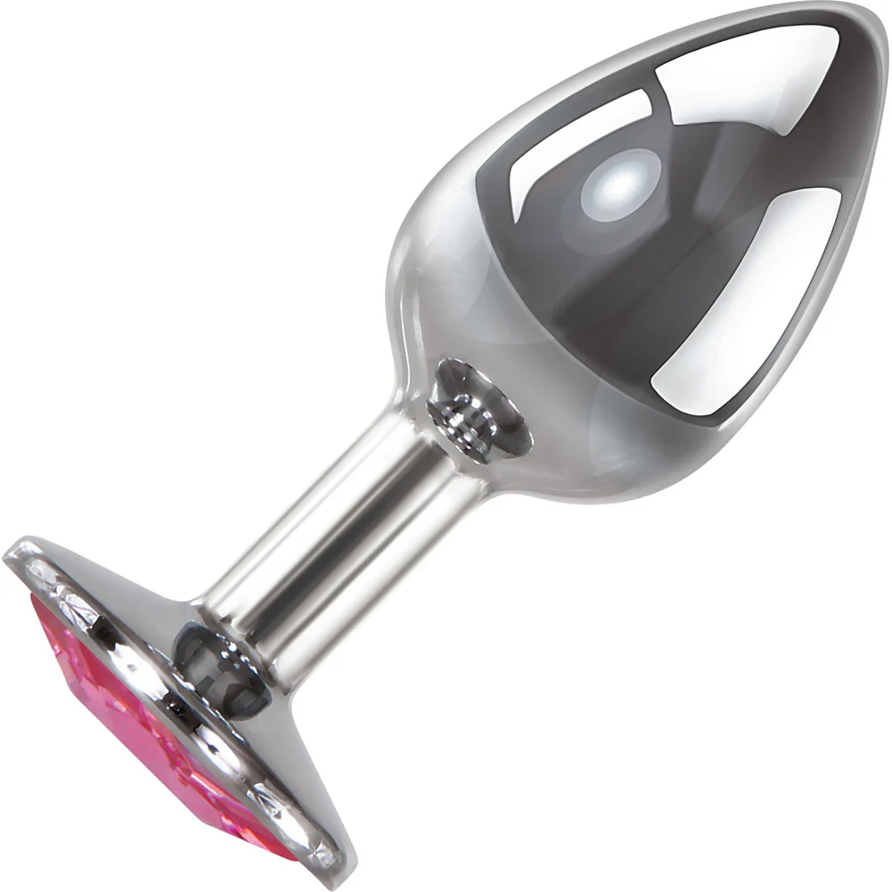Adam and Eve Jewelled Metal Anal Plug, 2.75", Pink Gem