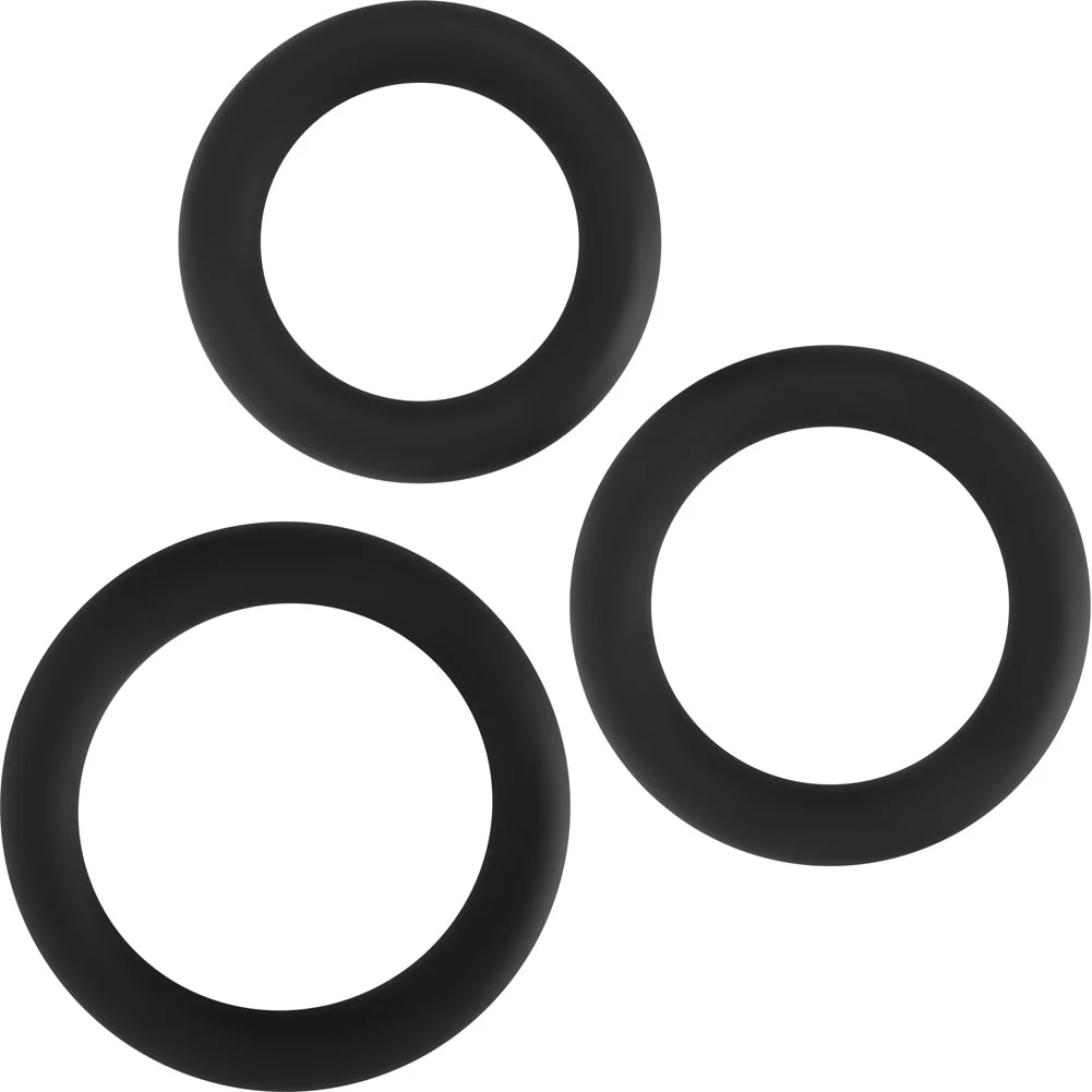 Adam and Eve Silicone Penis Rings Set of 3, Black