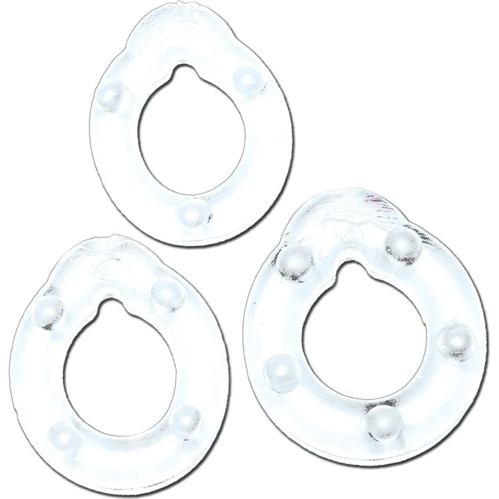 All American Triple Rings Silicone Penis Ring Set, Clear