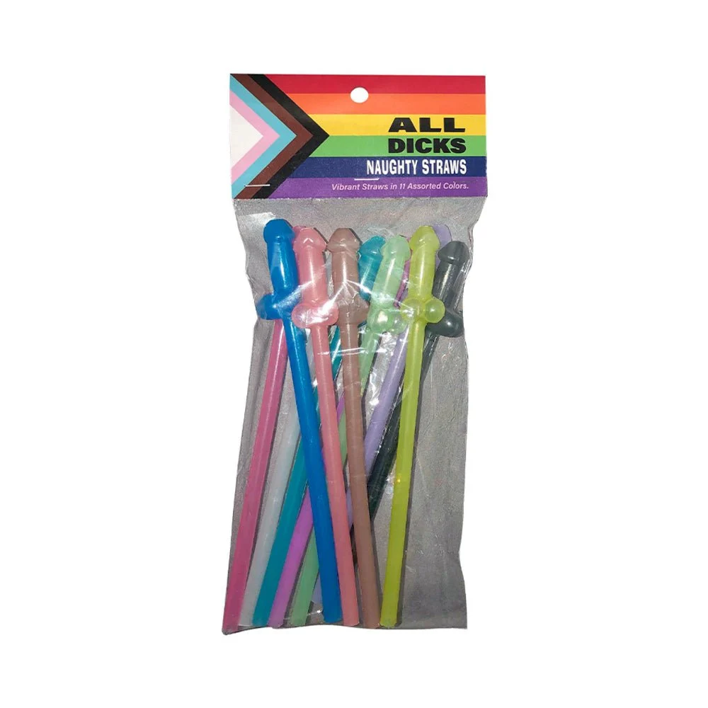 All Dicks Naughty Straws - Asst. Colors Pack of 11