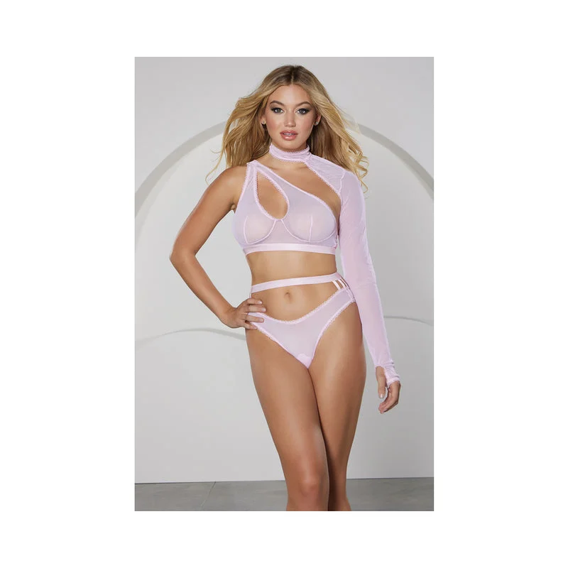 Allure Modern Muse Halter & Panty with Collar Sleeve Pink