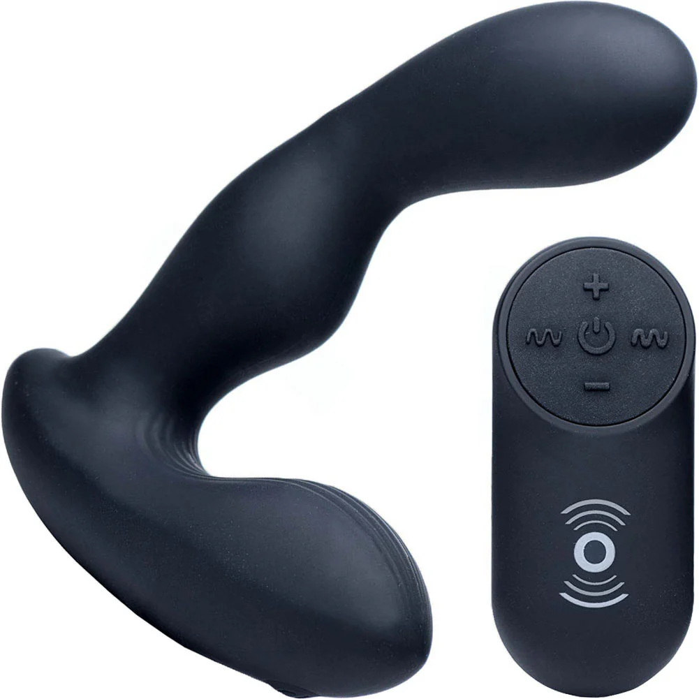 Alpha Pro 7X P-Stroke Silicone Prostate Stimulator with Stroking Shaft, 5.25", Black
