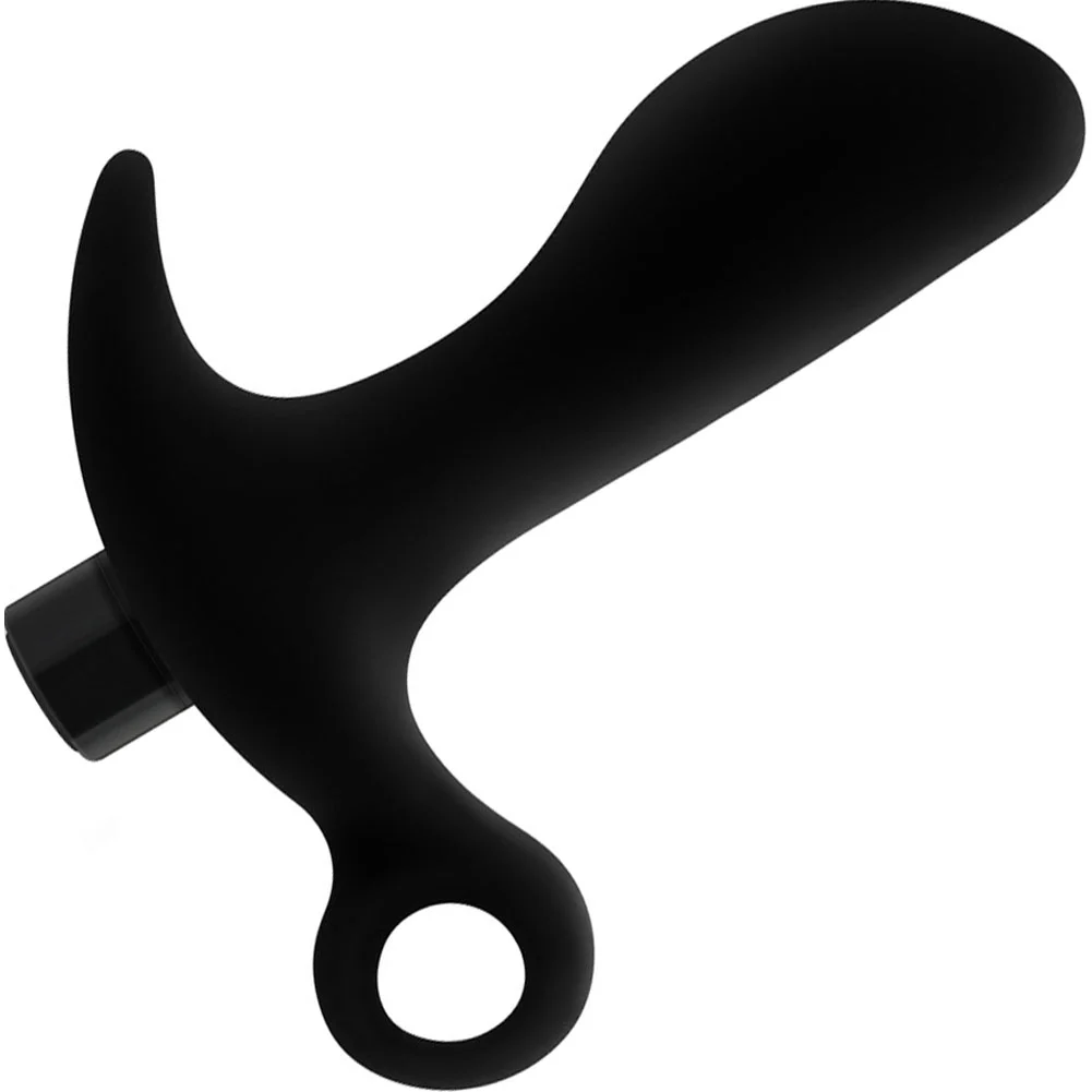 Anal Adventures Platinum 01 Silicone Vibrating Prostate Massager, 4.25", Black