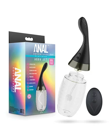 Anal Adventures Platinum Aqua Jet Rechargeable Anal Douche with Remote
