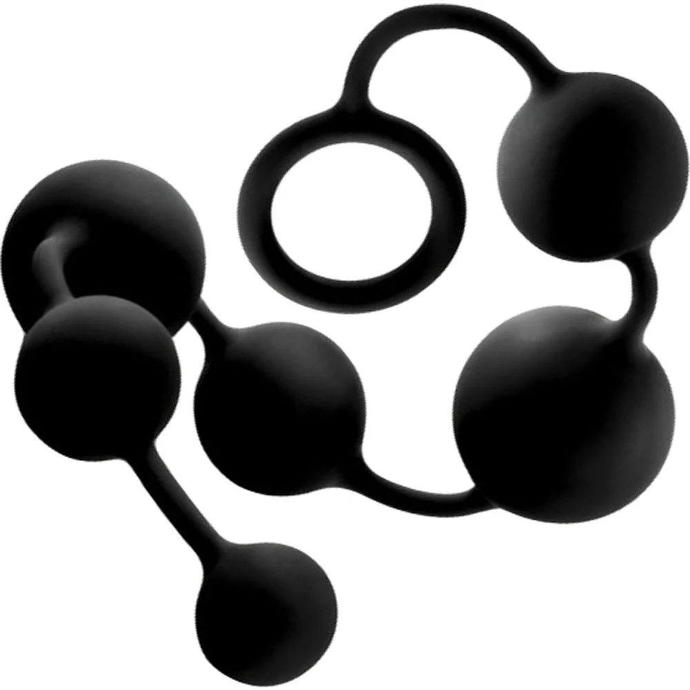 Anal Adventures Platinum Large Silicone Anal Beads, 16", Black
