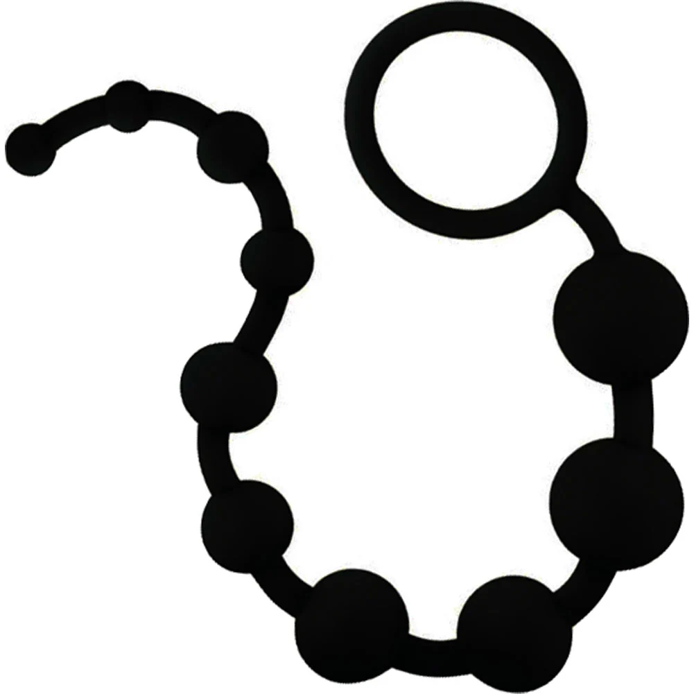 Anal Adventures Platinum Silicone 10 Anal Beads, 12.5", Black