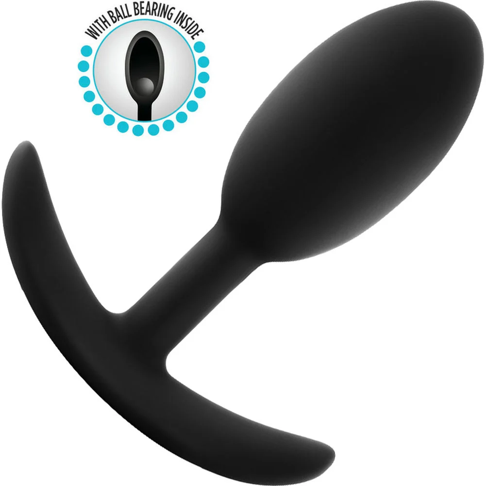 Anal Adventures Vibra Platinum Silicone Slim Plug, 4", Black