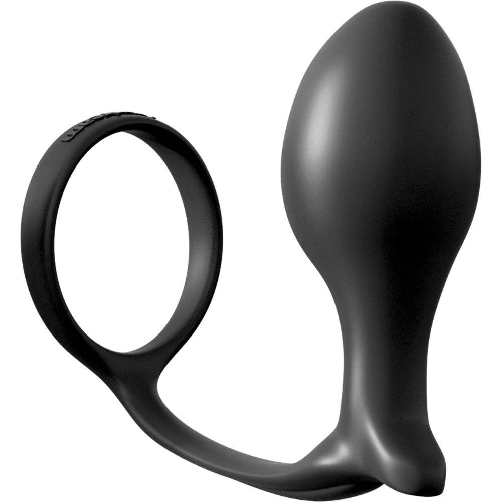Anal Fantasy Collection Ass-Gasm Penis Ring Advanced Plug, Black