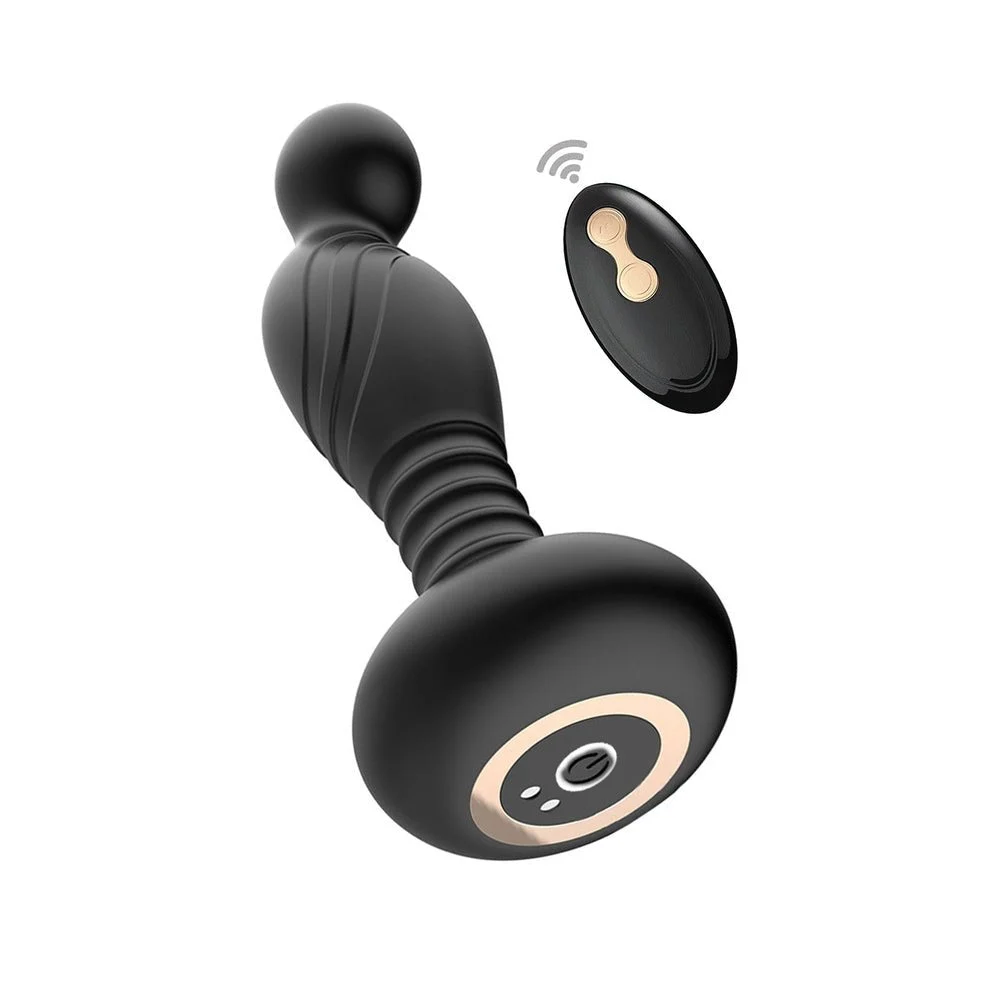 Ass-Sation Remote Vibrating P-Spot Plug, Black