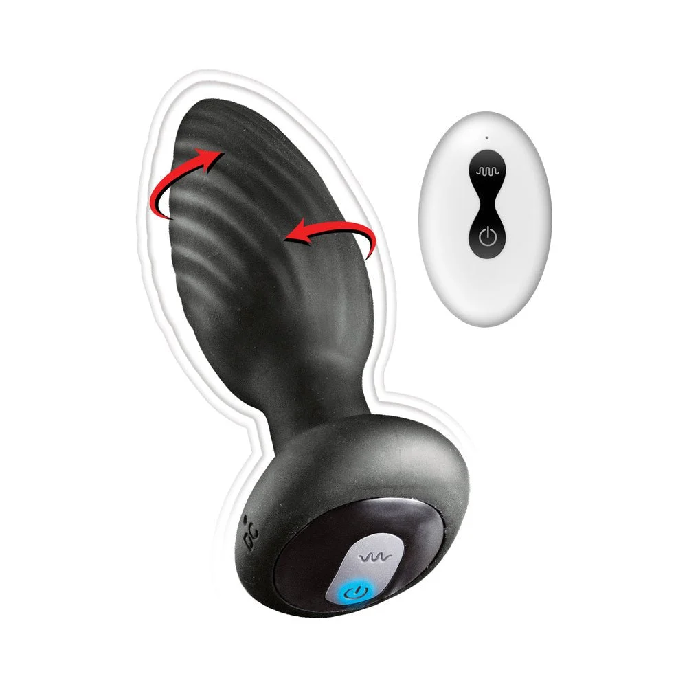 Ass-Sation Remote Vibrating and Rotating Anal Plug, Black