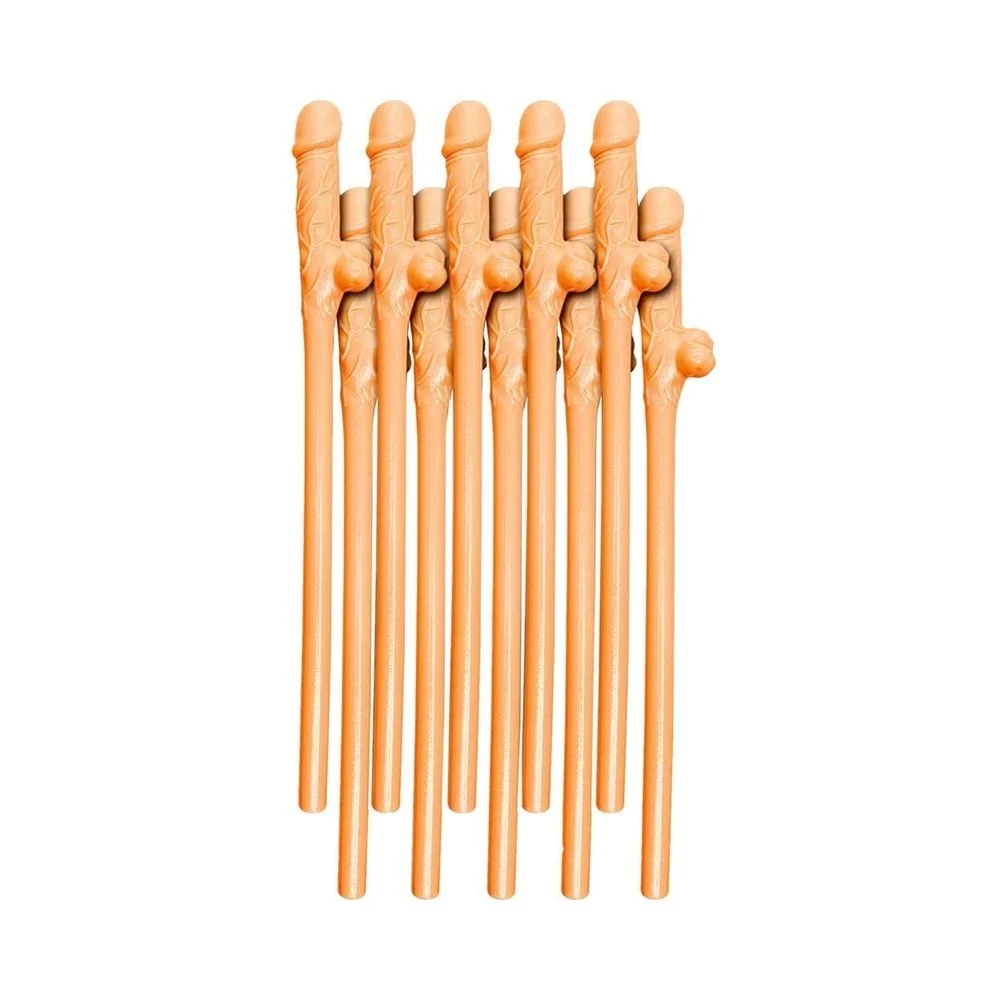 Bachelorette Party Favors Pecker Straws - Brown Pack of 10