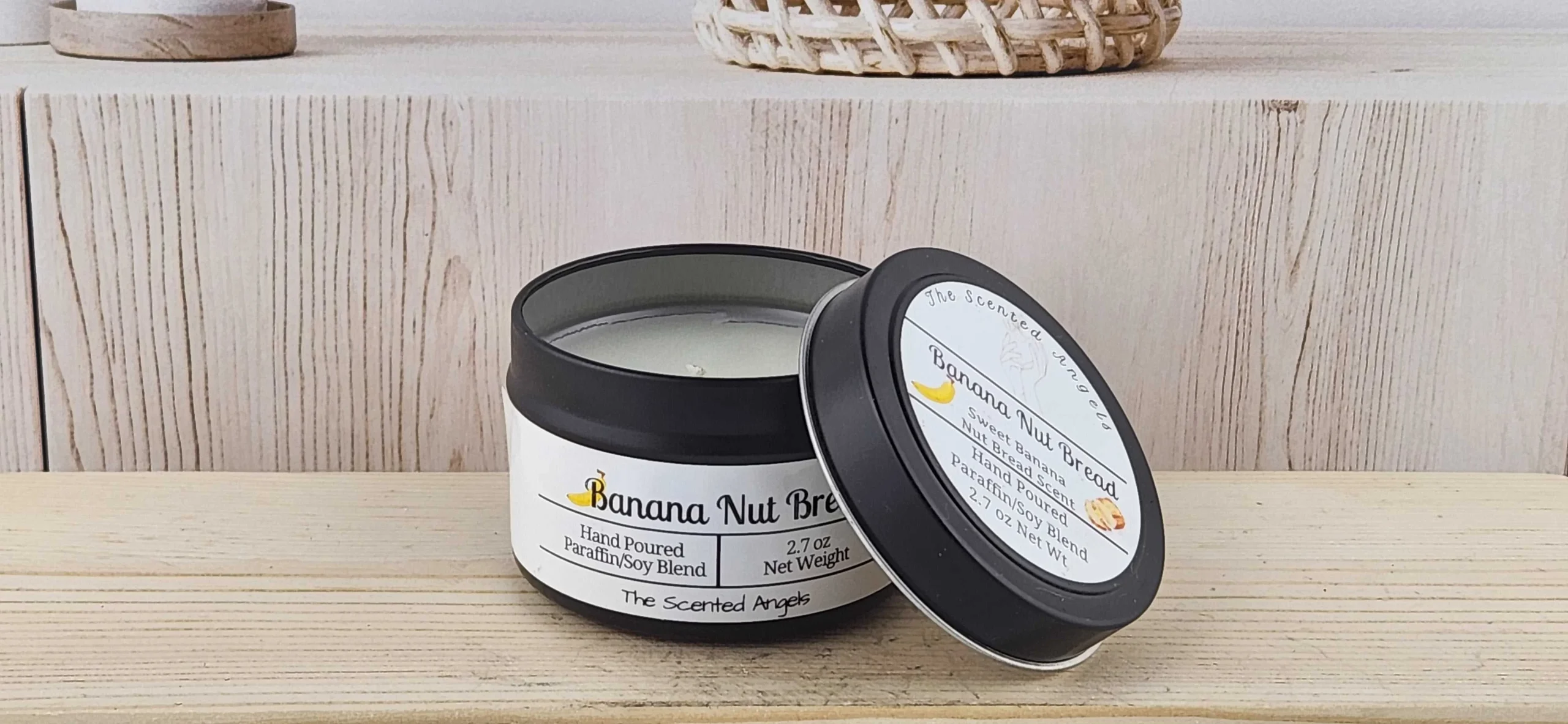 Banana Nut Bread Scented Paraffin/Soy Candle - Black